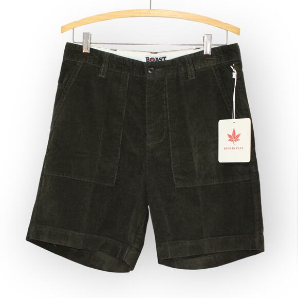 BOAST USA Mens 30 Patch Pocket Corduroy Short Olive Green NWT 7"Inseam - Picture 6 of 7